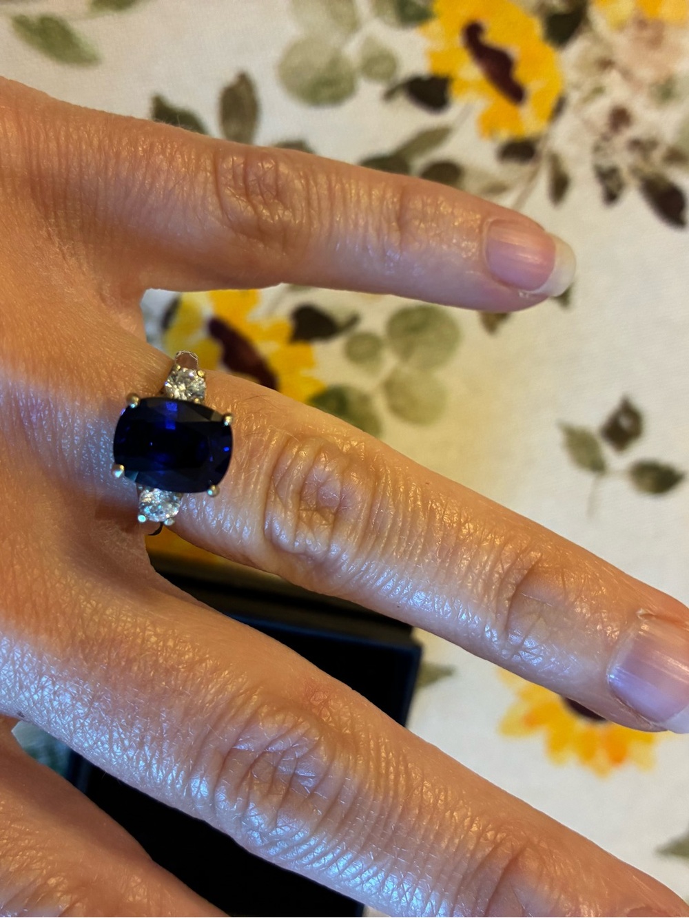 Elegant Blue Sapphire-Style Cocktail Ring - Women Jewelry